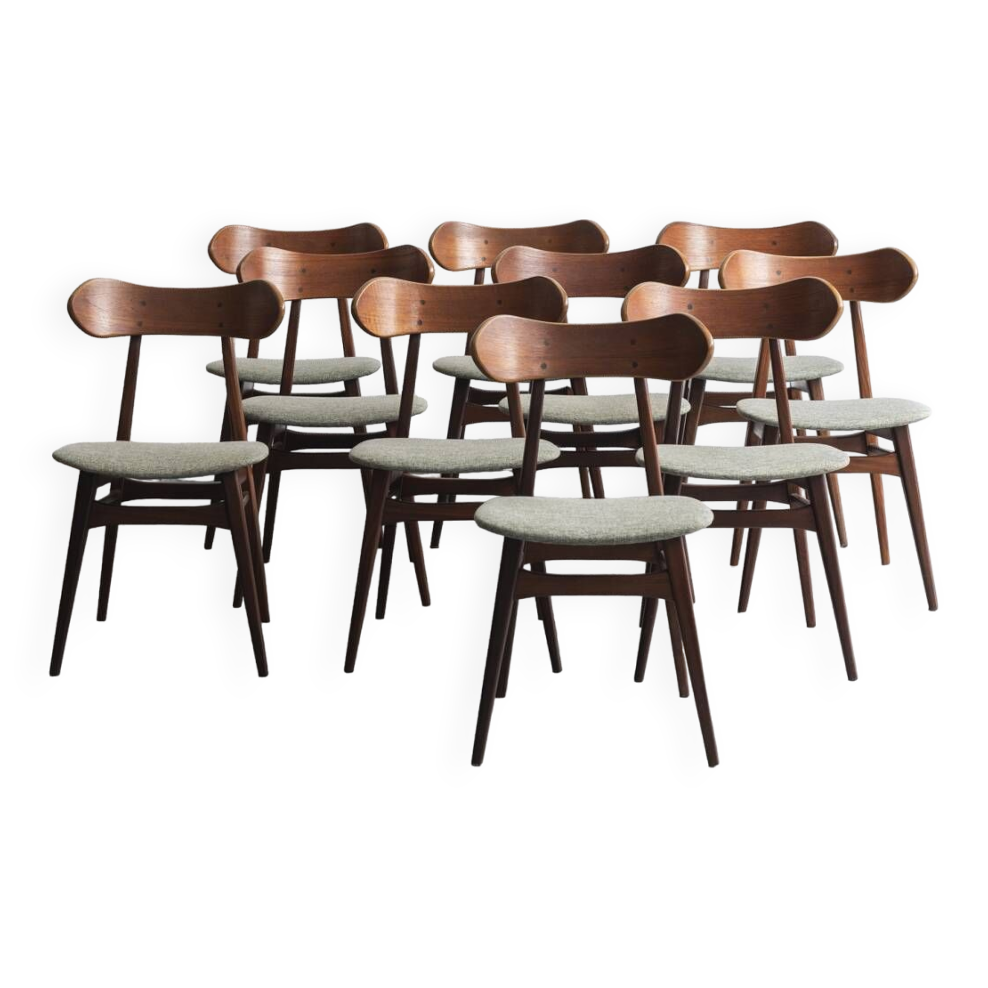 Set of 10 dining chairs 'Kastrup' by Louis van Teeffelen, Dutch design, 1960s