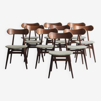 Ensemble de 10 chaises à repas "Kastrup" de Louis van Teeffelen, design néerlandais, années 1960