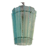 Sputnik Lantern Pendant in Transparent and Sanded Green-Whater Murano Glass