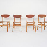 Ensemble de quatre chaises en contreplaqué en teck, Pays-Bas 1950