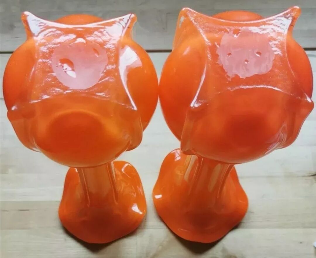 Pair of orange blown glass vases