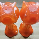 Paire de vases en verre soufflé orange