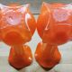 Paire de vases en verre soufflé orange