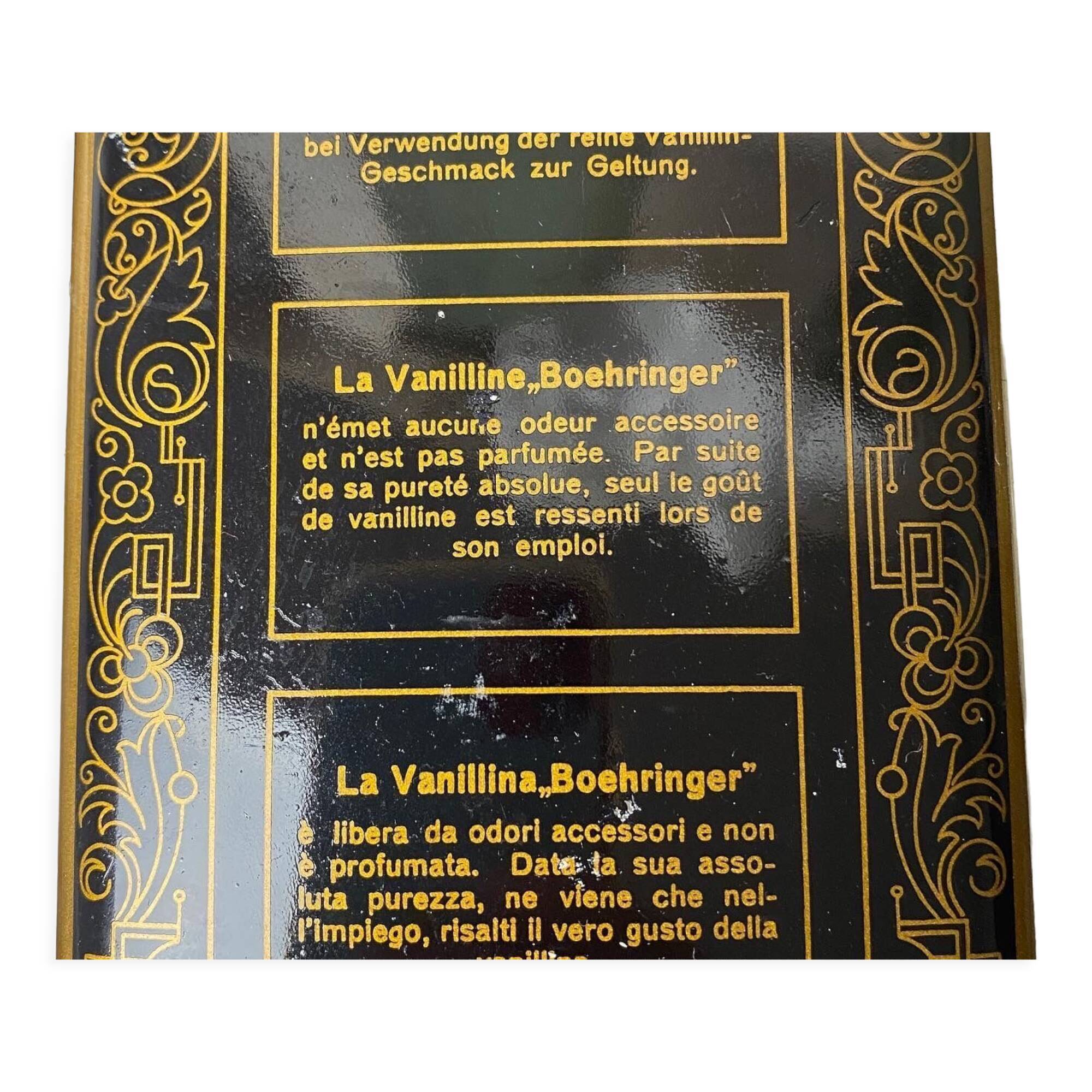 Antique tin box Boehringer vanillin