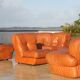 Modular sofa in "fawn" leather, Italy, circa 1970