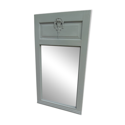 Miroir ancien, trumeau peint en vert de gris.
