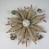 Vintage ceiling light in hand-painted floral metal – Florentine sheet metal