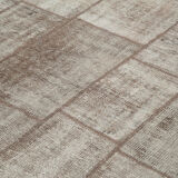 Handwoven oriental overdyed 202 cm x 297 cm brown patchwork carpet