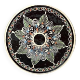 Vintage terracotta dish with enamelled geometric decoration, 20th century