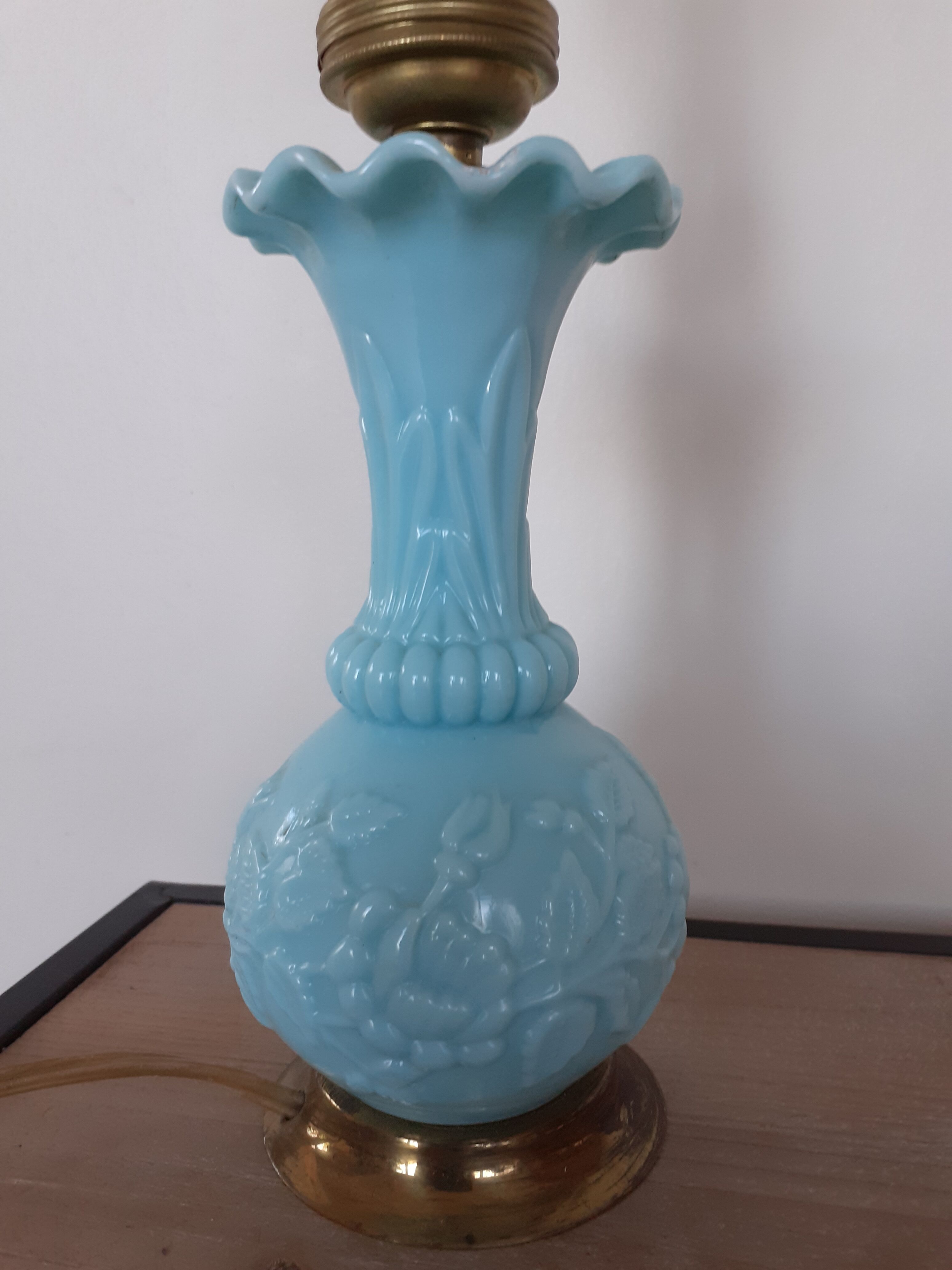 Sky blue opaline lamp foot