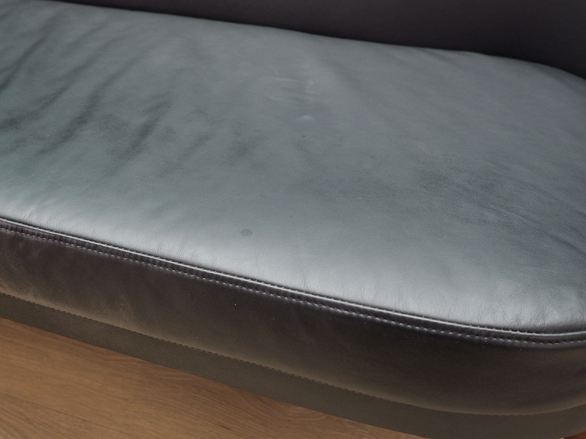 Sofa black leather, Danish design, 70's