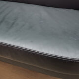 Sofa black leather, Danish design, 70's