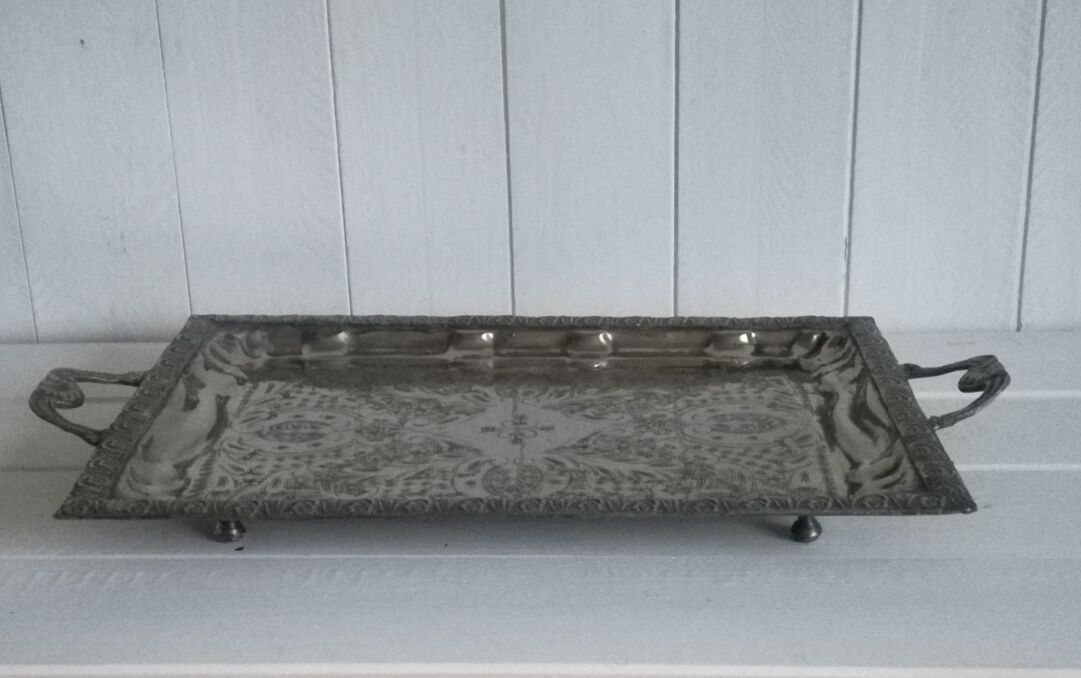Silver metal tray