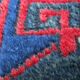 Carpet point knotted velvet wool blue red white 124 cm x 202 cm vintage