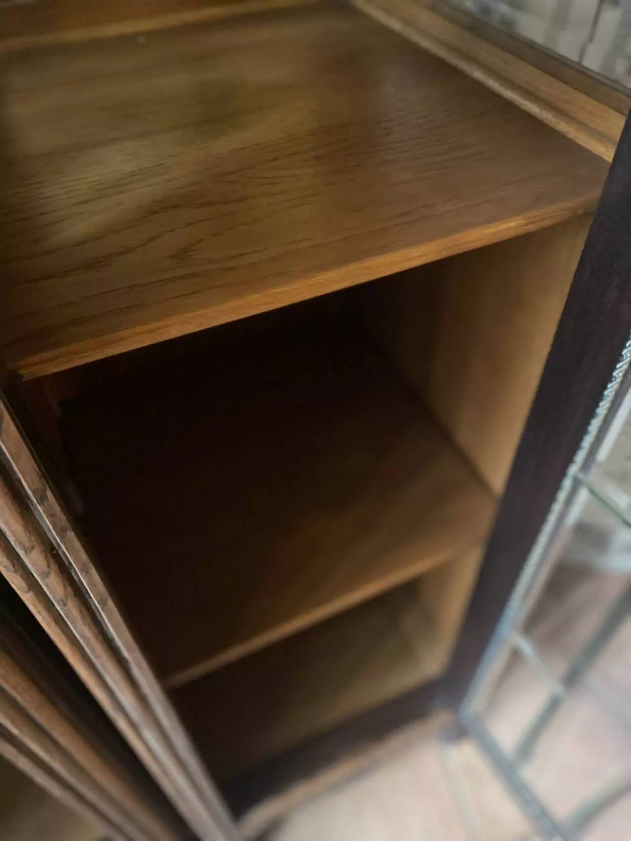 Pair of Art Deco display cabinets in solid oak