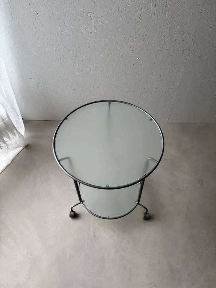 Ikea two-tiered serving trolley with glass.