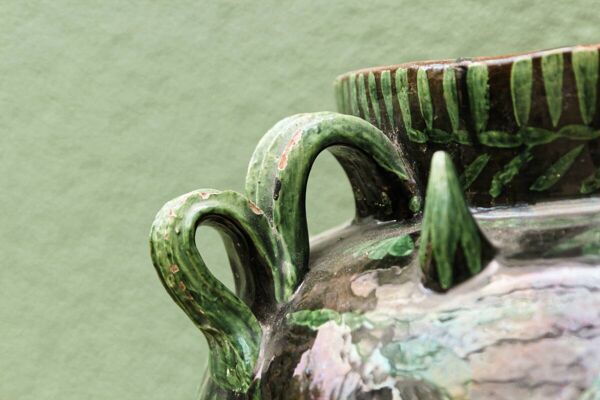 Grand pot à anses en grés vernissé