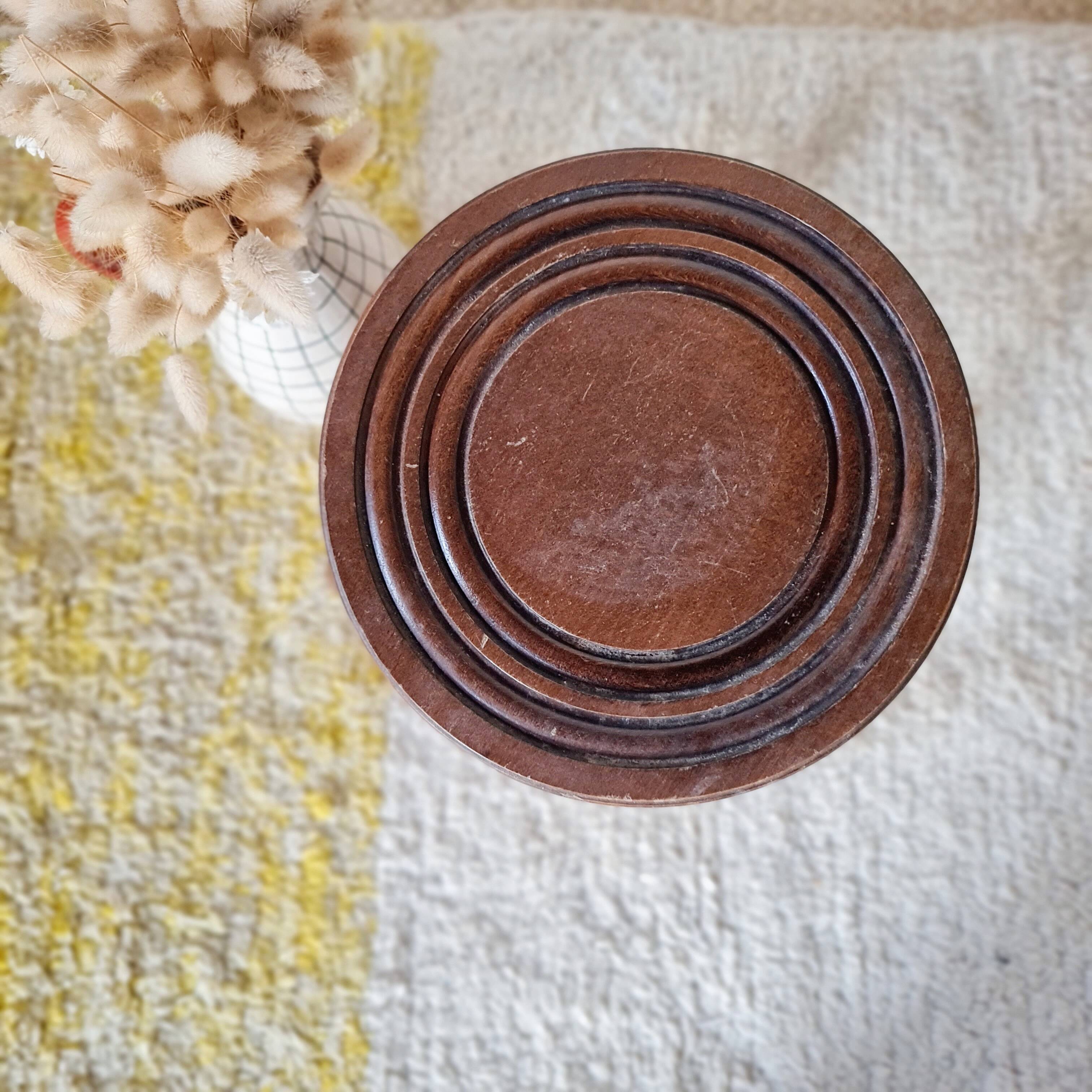 Antique wooden tripod stool - turned leg side table