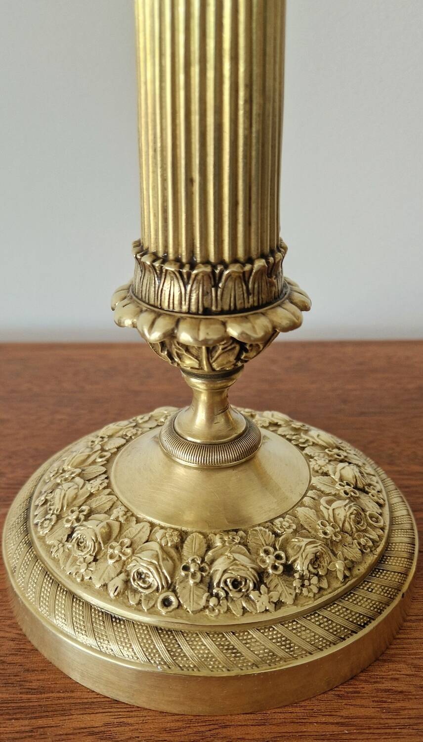 Two gilded bronze candlesticks, 19th century
