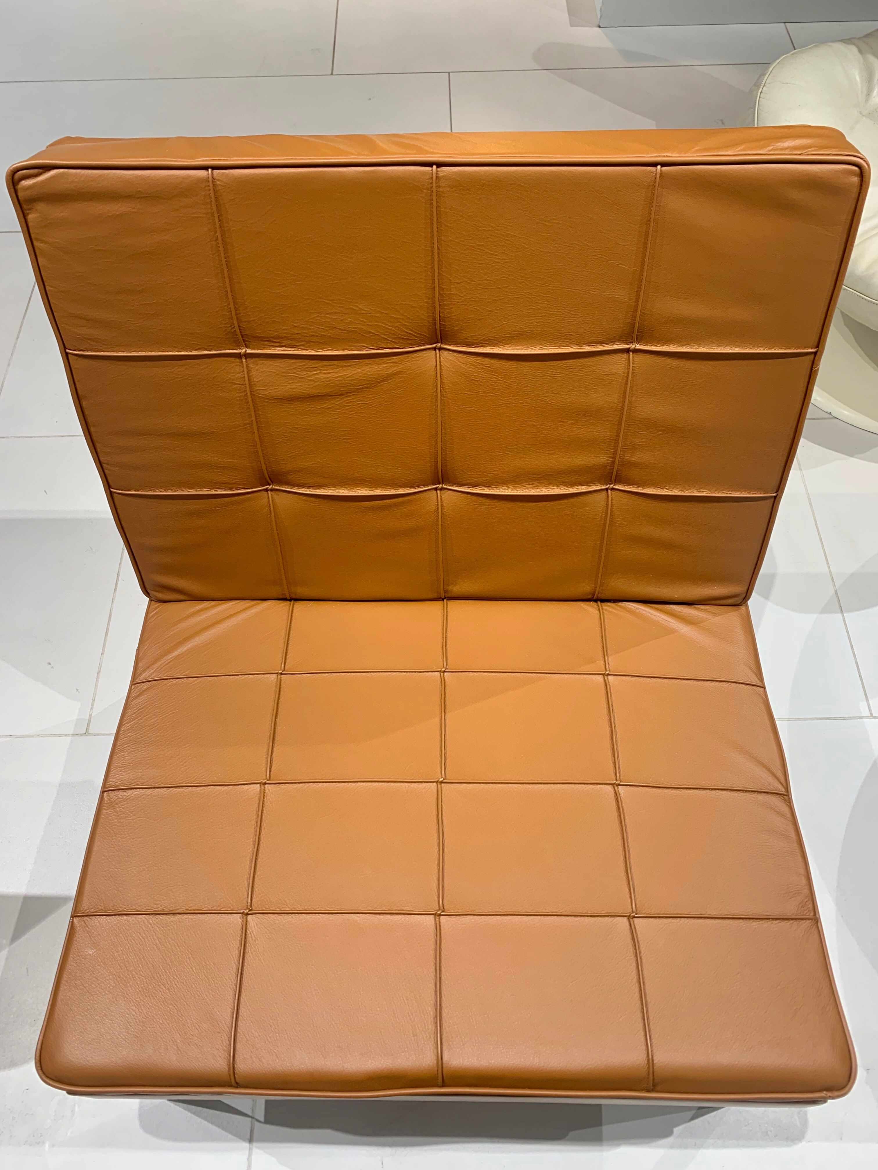 Pair of camel leather drivers by Florence Knoll