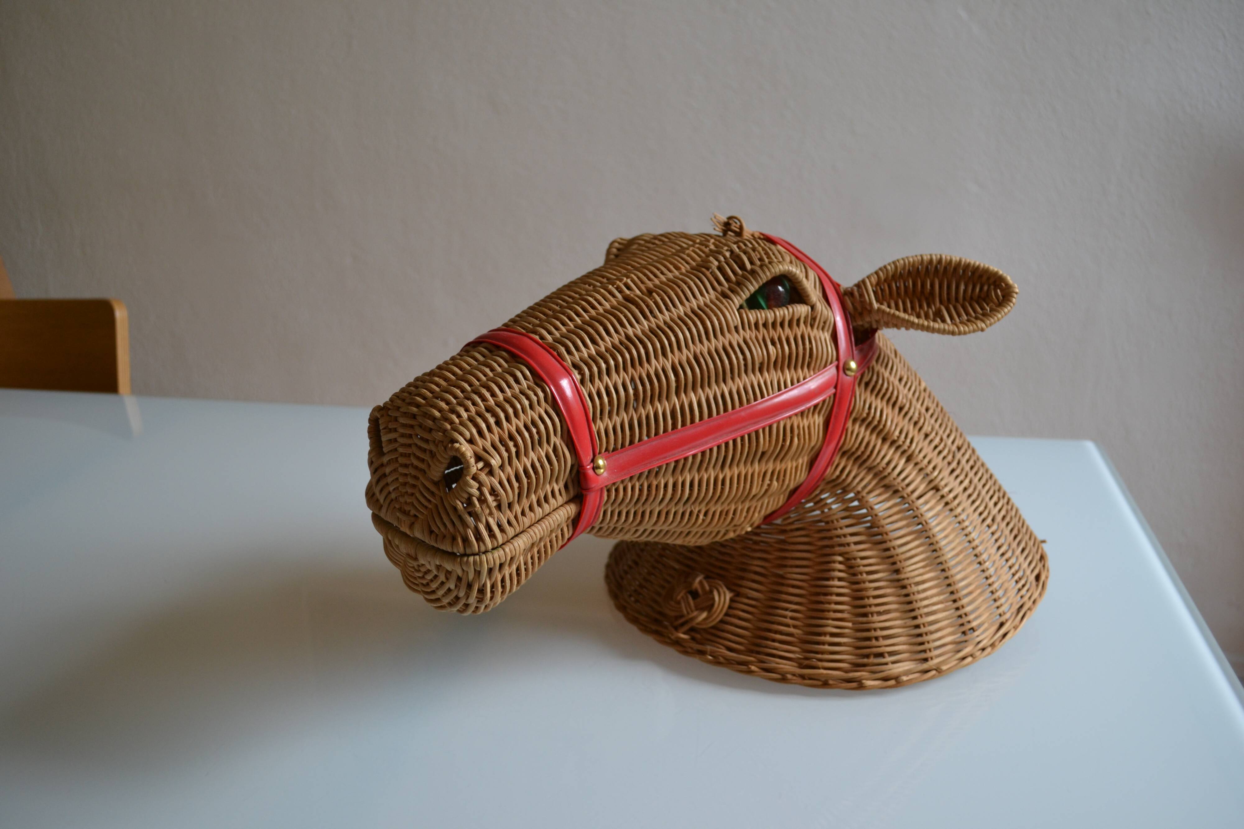 Rattan horse head 1960s 1970s