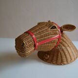 Rattan horse head 1960s 1970s