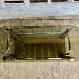 Coffee table chrome tubes and smoked glasses 1970