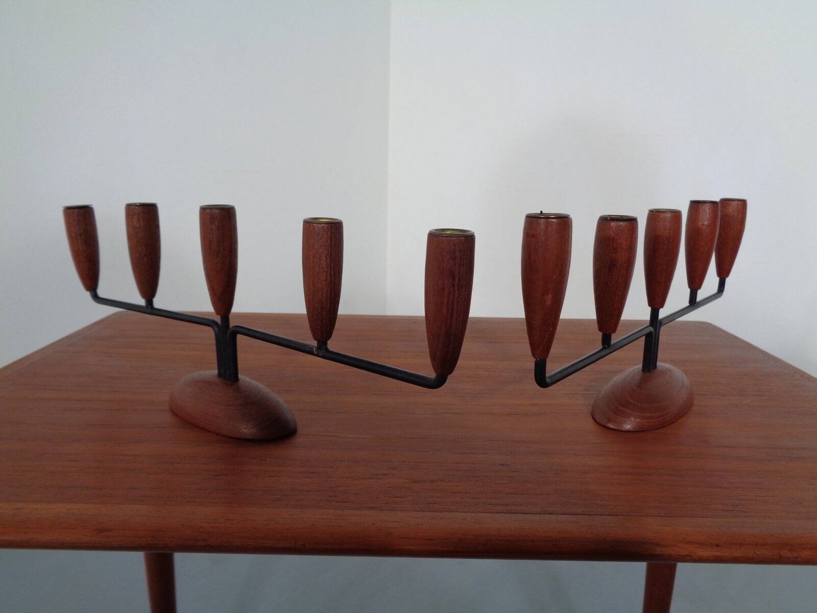 Danish Filigree Teak Candleholders, 1960s, Set of 2