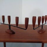 Danish Filigree Teak Candleholders, 1960s, Set of 2