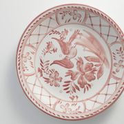 Folk Art Dish with Red Floral Motif by Ilse Claesson for Rörstrand, Sweden 1930