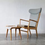 Fauteuil modèle AP-16 et ottoman par Hans J. Wegner pour AP-Stolen, 1951, Set de 2