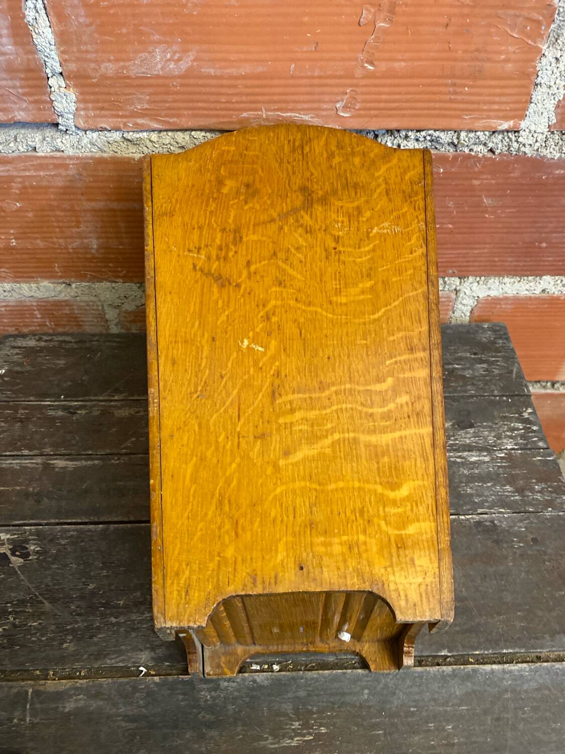 Vintage Wooden Trapezoid Umbrella Stand Basket #D867