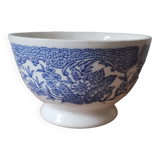 Vintage bowl with blue flower pattern