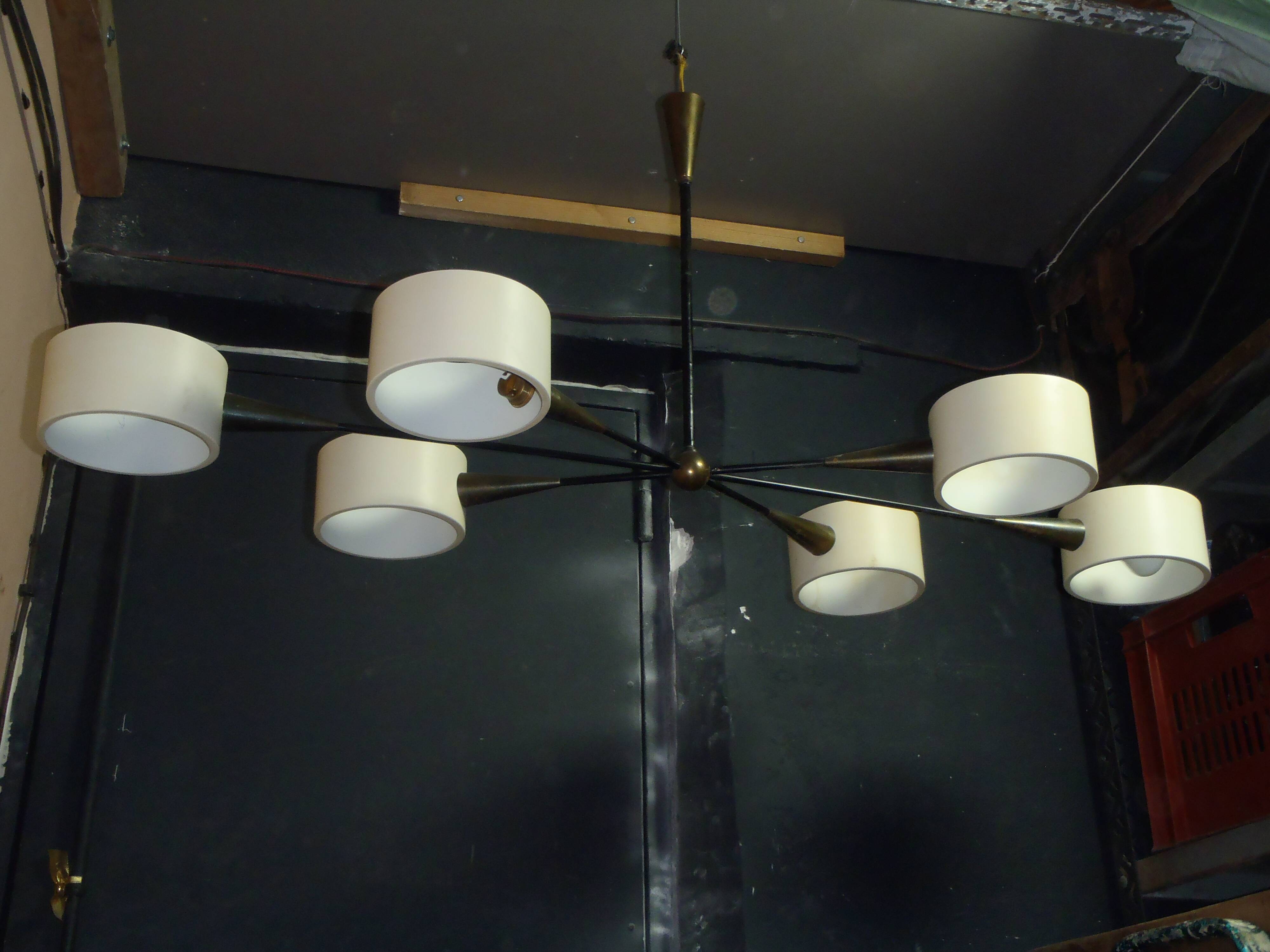 6-light art deco chandelier from the 30s/40s