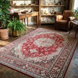 Large vintage carpet pure wool Persian design 240x340cm French made