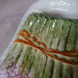 Large antique Barbotine/asparagus platter