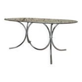 Smoked glass oval table from the 1970s.