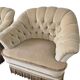 Set of 2 vintage ecru armchairs with fringes.