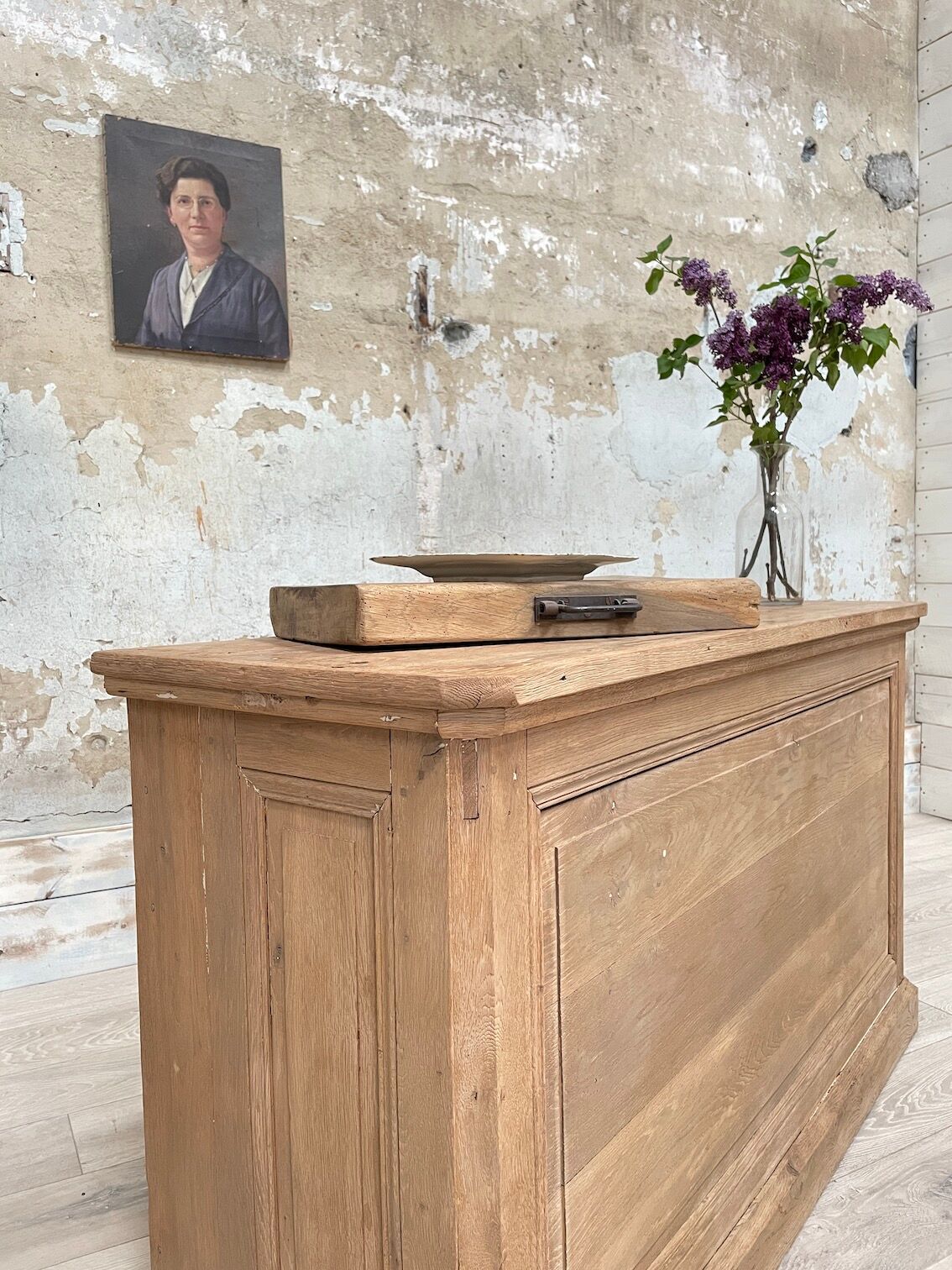 Bank store counter with drawers, circa 1900.
