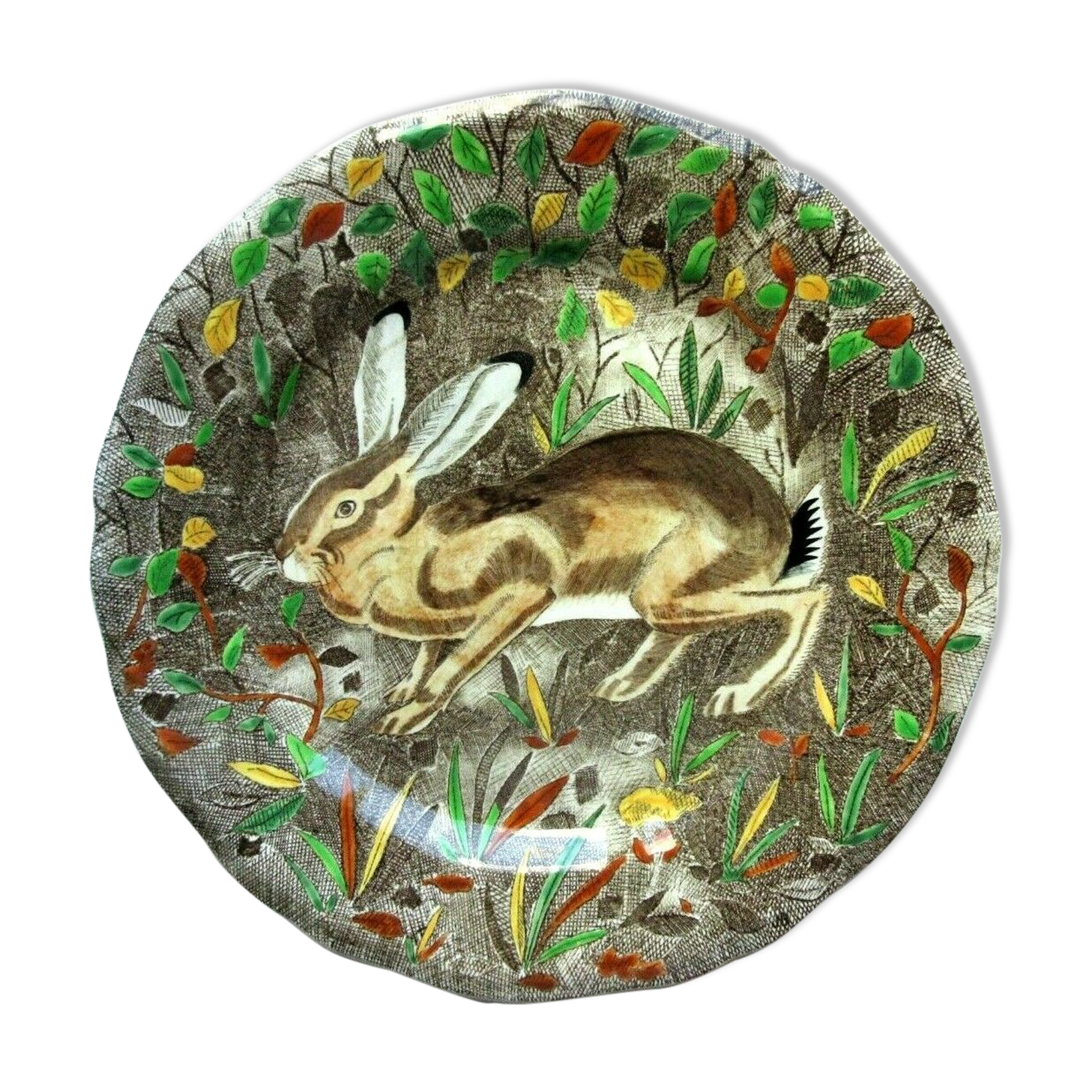 Plate signed gien, rambouillet model: the rabbit