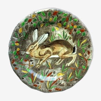 Assiette signée gien, modèle rambouillet: le lapin