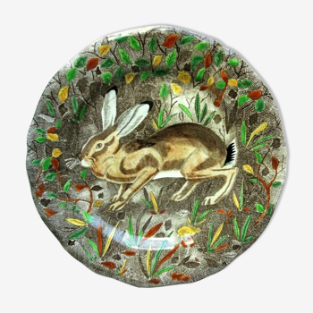 Plate signed gien, rambouillet model: the rabbit