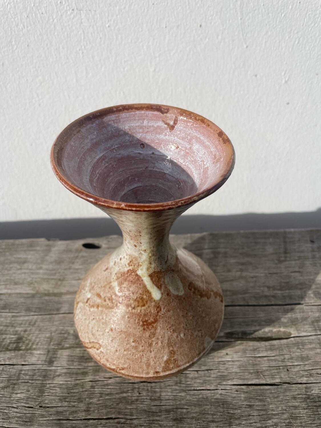 Beige stoneware ceramic vase
