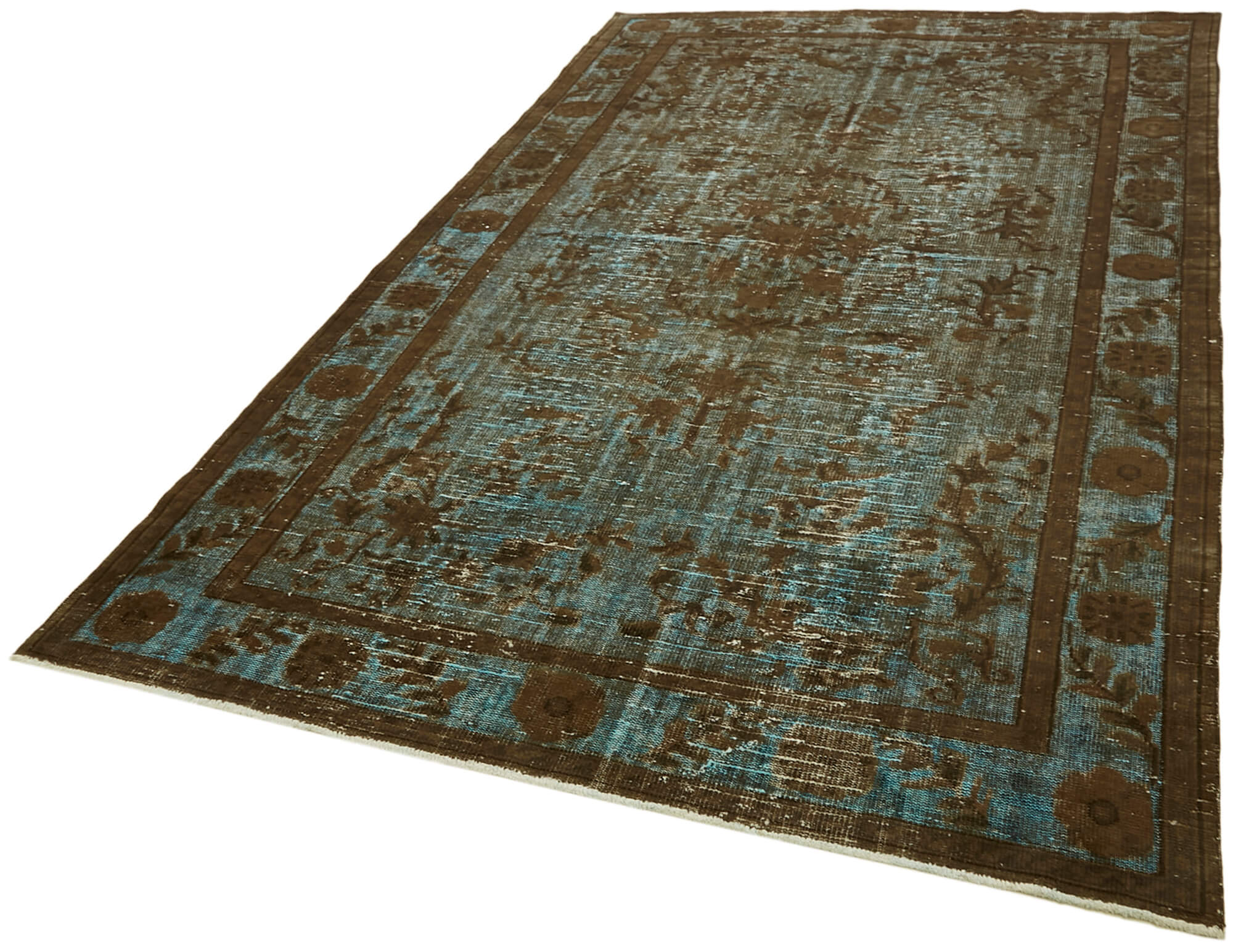 Handmade Hi-Low Pile Turkish 1980s 204 cm x 334 cm Brown Rug