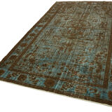 Handmade Hi-Low Pile Turkish 1980s 204 cm x 334 cm Brown Rug