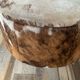 Tripod storage pouffe in wood and cowhide from the 60s-70s.