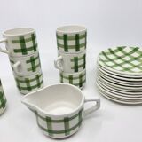 Moulin des Loups Orchies coffee set with French green tablecloth (25p)