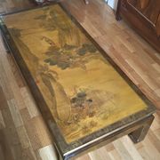 Table basse laquée décor chinois magnifiquement peint