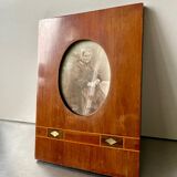 Antique Wood & mother of pearl Picture Frame with  intarsia