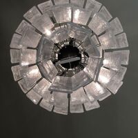 Huge strips “listelli alabastro” murano glass chandelier